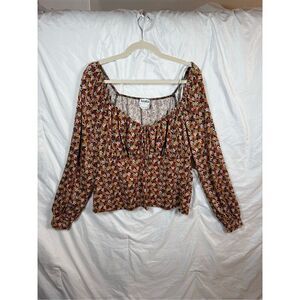 Arula Floral Boho Peasant Shirt 3X Off-the-Shoulder Top NWT